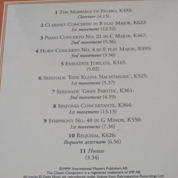 The Classic Composers - Mozart Musical Masterpieces CD + Book, New & Sealed - Picture 3 of 3